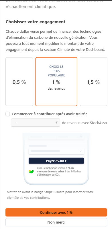 Choix d’une contribution climatique facultative